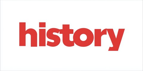 Bold red history text on white background