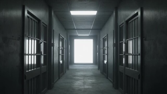 A dark corridor captured with dynamic camera movement, creating a cinematic, moody atmosphere. The scene evokes suspense, mystery, and tension, ideal for thriller or dramatic visual storytelling.