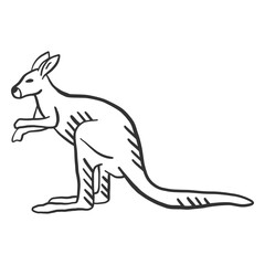 Fototapeta premium Kangaroo ear tail leg doodle animal