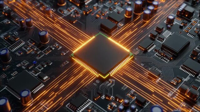 A futuristic advanced microprocessor glows with intricate circuits and luminous connections, symbolizing high-tech computing, innovation, and the power of modern digital technology. - Powered by Adobe
