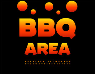 Vector Hot Promotion BBQ Area. Flame style Font. Fire Digital Alphabet Letters and Numbers set.set. 