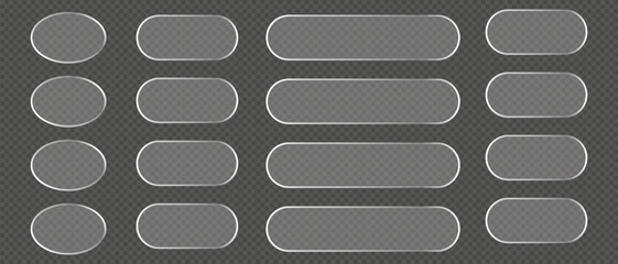 Glass button set with transparent background for ui design elements