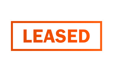 LEASED orange stamp with a rectangular frame. PNG file