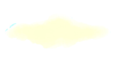 Abstract light yellow cloud shape with white edge and cyan accents