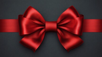 Elegant red ribbon bow centered on dark gray background, conveying festivity and thoughtful packaging. Ideal for gift promotions, holiday visuals, and premium product displays.