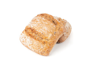 Brown rye bun, square gluten free bread, whole grain healthy breakfast bread