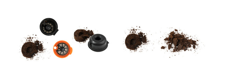 Used Grinding Coffee Waste Isolated, Pressed Coffee Scrub