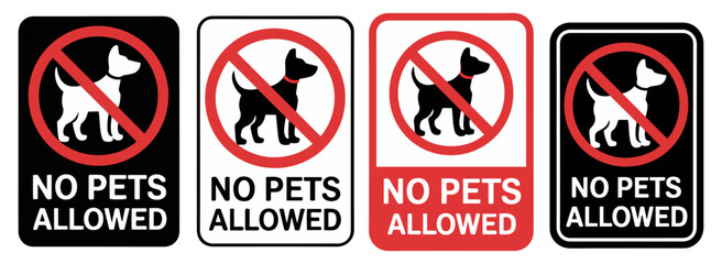 no pets allowed warning icon set
