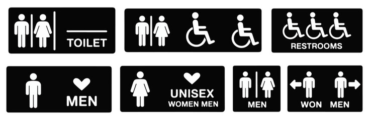 restroom toilet men women icon set