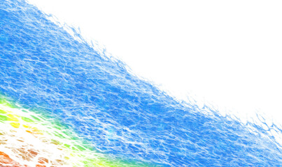 Abstract swirling blue water and white foam with rainbow gradient