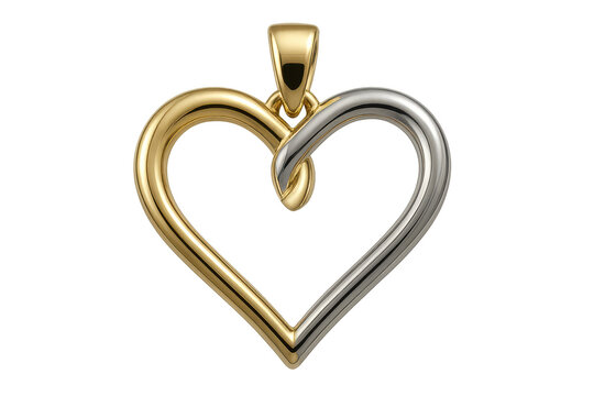 Elegant two-tone intertwined heart pendant, isolated on transparent background. - Powered by Adobe