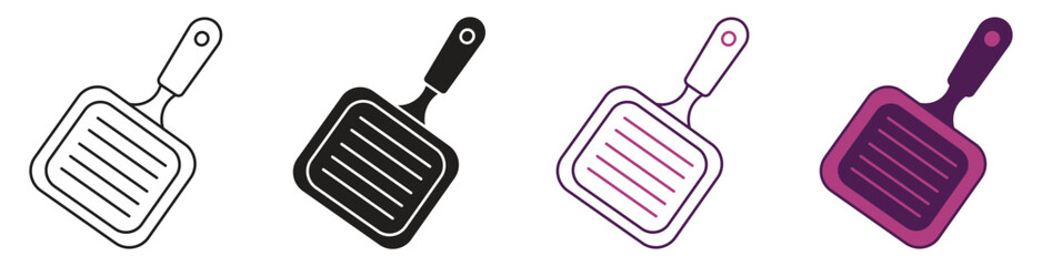 Frying pan icon set  isolated on white background, vector illustration.