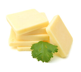 Piece of cheese isolated on a white background