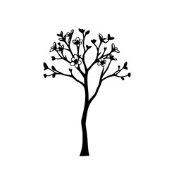 Obraz premium Single Black Silhouette of a Flowering Tree Icon: