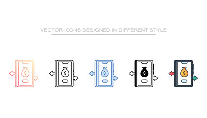 Money Transfer line icon vector stock with white background