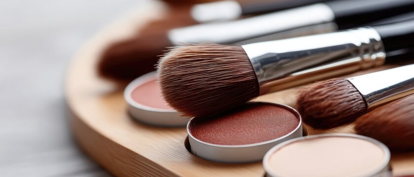 Watercolor paint palette and brushes arranged neatly on smooth surface showcasing artistic tools for creative expression