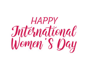 Celebrating International Womens Day with Bold Pink Lettering on White Background for Empowerment and Equality