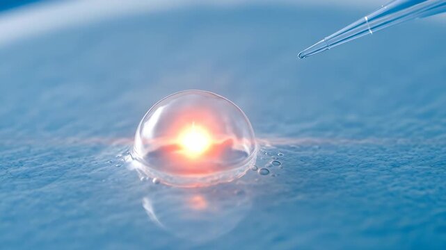 Microscopic droplet experiment: dynamic chemical reaction with fiery core in petri dish