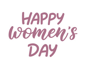 Elegant Happy Womens Day Text Illustration in Pink Color for Celebrations and Promotional Materials with White Background