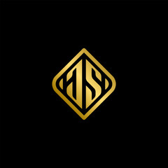 Elegant OS monogram logo design in a golden rounded diamond shape. Professional initial letter icon for a brand identity on a black background