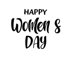 Happy Womens Day Celebration Calligraphic Message with Elegant Font and Clean White Background for International Womens Day