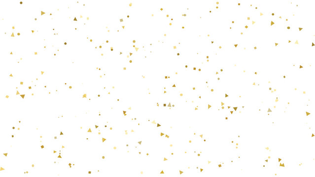 Abstract pattern of small golden yellow triangle confetti or glitter particles scattered randomly on a clean for celebration vector illustration