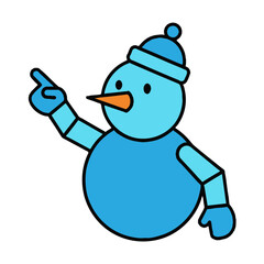 A cute winter holiday icon with a finger pointing to the upper left side wearing a beanie hat