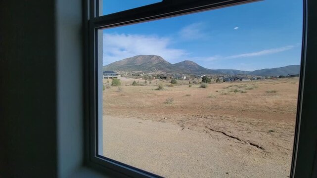 Bright Space With Mountain And Field Scenery, Unfurnished Interior With Mountain View And Natural Light