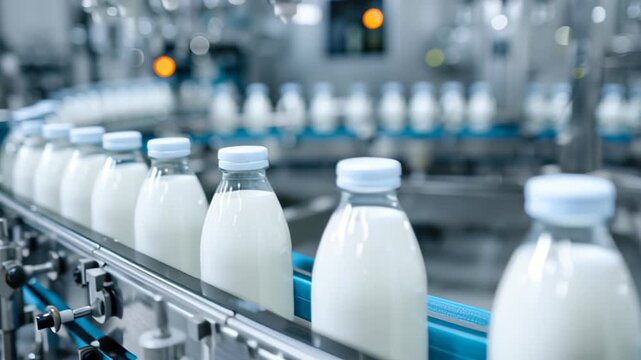 Automated milk bottling: efficient production on a modern conveyor belt system
