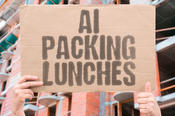 "AI Packing Lunches" Robots assemble meals placing items into containers for distribution. PACK. LUNCH. MEAL. CONTAINER. ASSEMBLE.