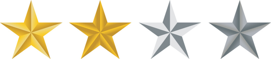 Obraz premium Star, rating, vector, illustration, sketch, outline, graphic, design, gold, silver, gray, review, feedback, evaluation, quality, icon, symbol, horizontal, five-pointed, gradient, comparison