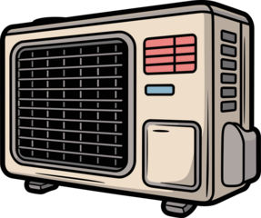 Illustration of a modern air conditioner unit, designed to keep environments cool indoors.