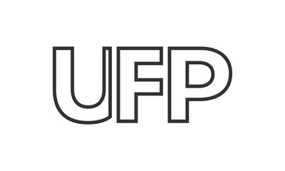 UFP logo design template with strong and modern bold text. Initial based vector logotype featuring simple and minimal typography. Trendy company identity.