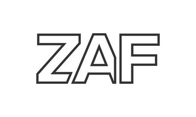 ZAF logo design template with strong and modern bold text. Initial based vector logotype featuring simple and minimal typography. Trendy company identity.