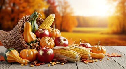 Abundance of Autumn A Festive Cornucopia Overflowing with Harvest Treasures
