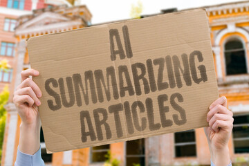 "AI Summarizing Articles" Software condenses lengthy texts extracting key points automatically instantly. SUMMARIZE. ARTICLE. TEXT. CONDENSE. EXTRACT.