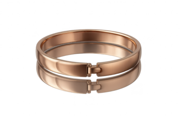 Elegant rose gold metal coupling clamp isolated on transparent background, industrial