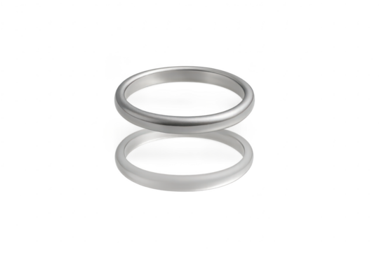 Two silver wedding rings isolated on a transparent background, marriage symbol