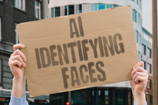 "AI Identifying Faces" Systems recognize individuals matching features against stored databases instantly. IDENTIFY. FACE. RECOGNIZE. MATCH. DATABASE.