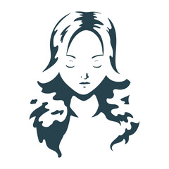 Woman hair face silhouette detailed