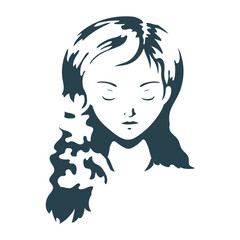 Woman face hair silhouette detailed