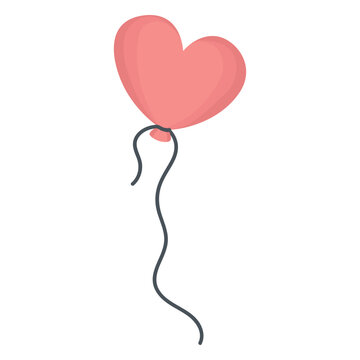 Balloon string heart flat
