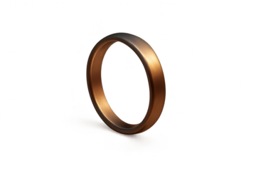 Elegant bronze metal ring isolated on transparent background, jewelry design element