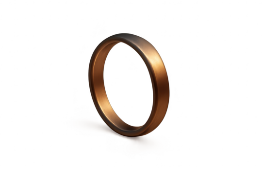 Elegant bronze metal ring isolated on transparent background, jewelry design element