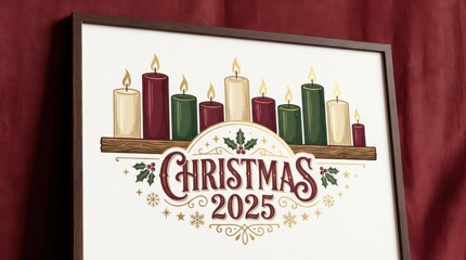 large wall art print template in elegant style featuring a classic wreath with bells