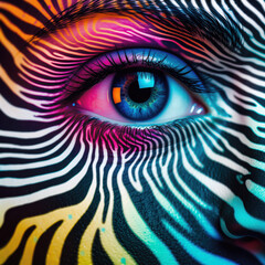 Mesmerizing hyper cloud wonder with vibrant colors and intricate patterns on a human eye