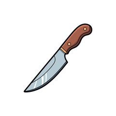 Illustration of a knife with a brown handle, suited for kitchen or outdoor activities.