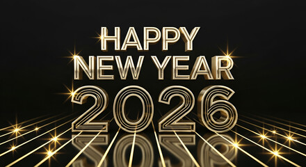 2026 Neon 3D sign with gold letters displaying a business concept text