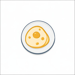 Simple hand drawn fried egg on a white plate illustration