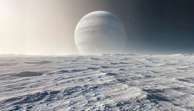 Rocky lunar surface white planet space background